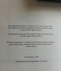 Personal Memoirs Of Ulysses S. Grant; The Great Commanders Series, (1885) 1998