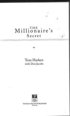 Signed The Millionaire’s Secret HB w/dj-Tom Harken-1998-221 pages