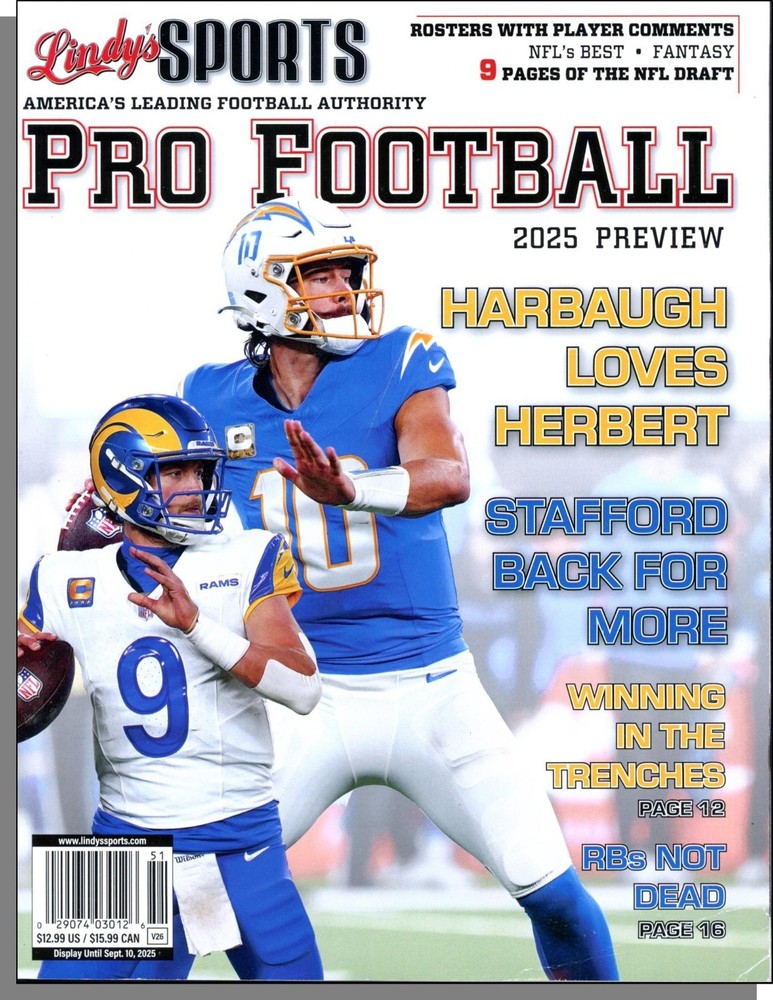 Lindy’s Sports Pro Football 2025 Preview – New Book! 248 Pages!