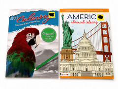 Adult Coloring Books Lot of 2 Grayscale Parrot America Landmarks Bendon