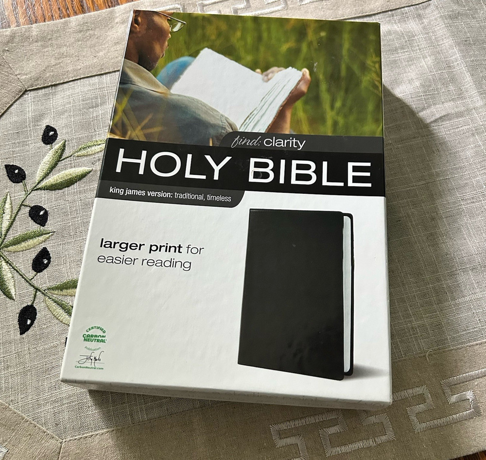 The Holy Bible King James Larger Print Black Italian Duo-Tone Zondervan Boxed