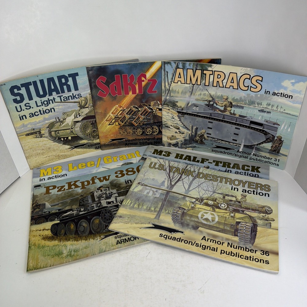Vintage Squadron/Signal Publications Lot 7 In Action Books WW1/2 Armor Tanks PB