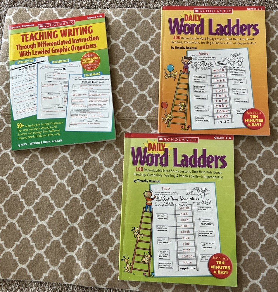Lot DAILY WORD LADDERS SCHOLASTIC Grade 2-3,4-6 & Teaching writing grade 4-8