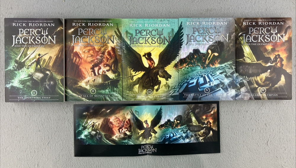 Percy Jackson and the Olympians 5 Book Paperback Boxed Set 1-5 W Poster