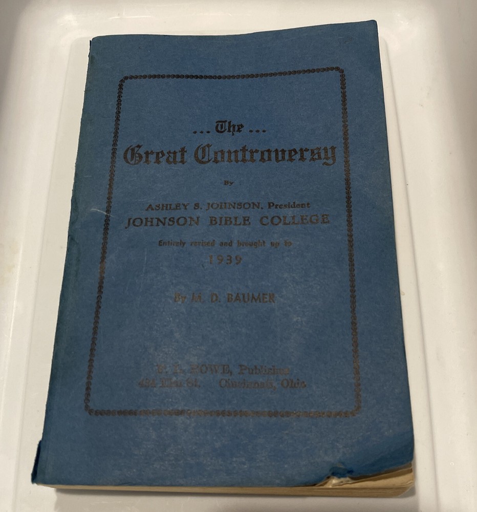 The Great Controversy Johnson Bible College 1943 Board Back Book Christian Union