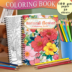 Spiral Coloring book -30 Sheets adult coloring book, 11.3 x 8.3 inches, 100g thi