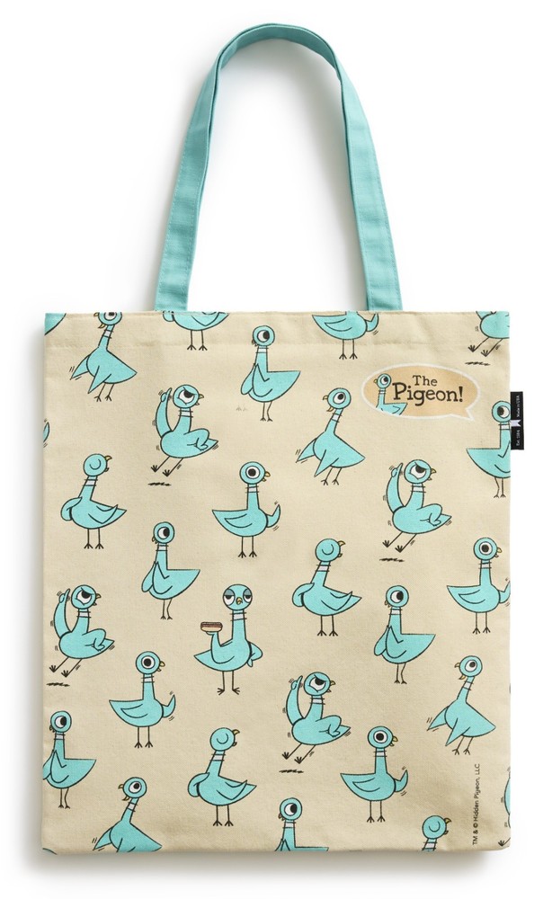 Mo Willems’s the Pigeon Tote Bag, 100% Cotton Canvas, 15″ W x 17″ H, Flat Tote