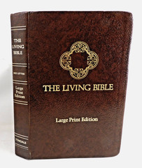 The Living Bible Large Print Brown Bonded Leather Red Letter Tyndale Pub 1984