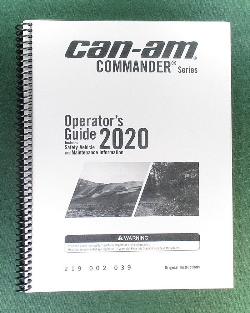 2020 Can-Am Commander DPS 800R Owner’s Manual: 187 Pages & Clear Covers