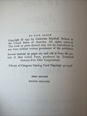 To Live Again by Catherine Marshall 1957. Signed By The Author.