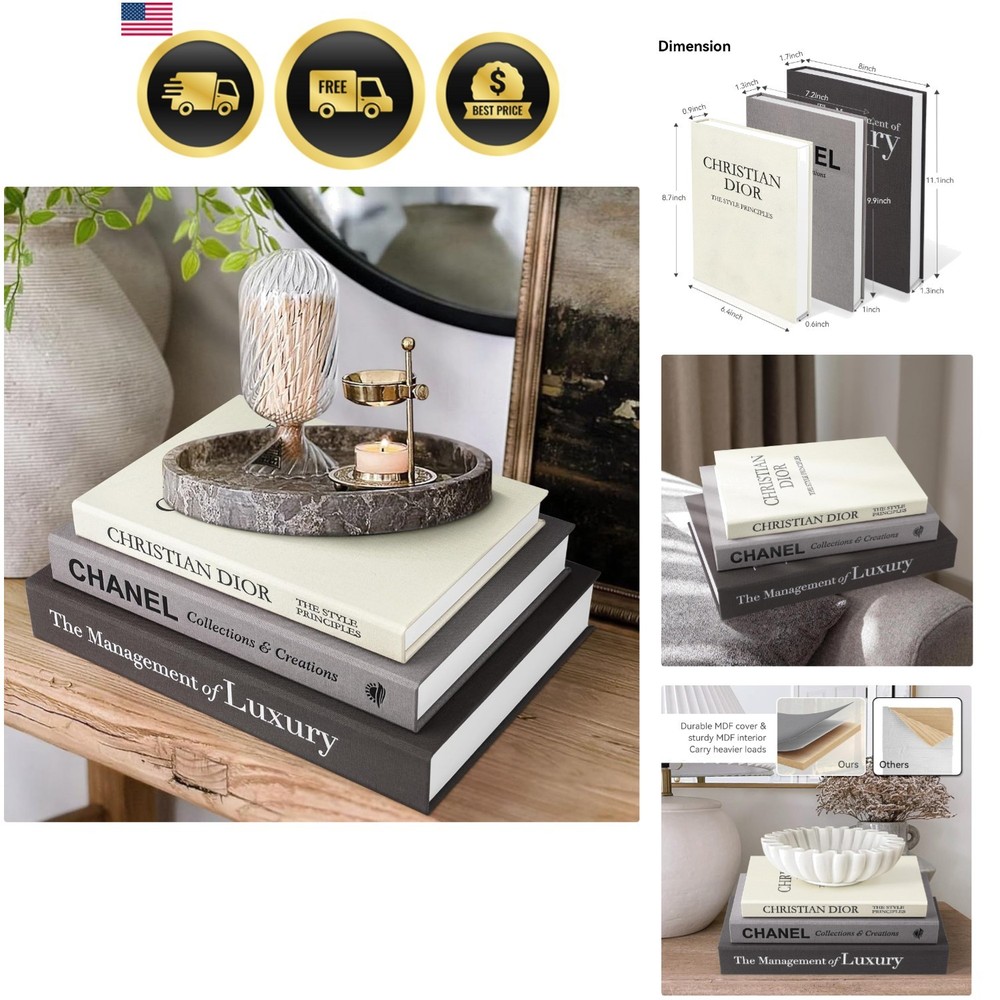 Luxury Linen Decorative Books Set of 3 – Minimalist Home Decor for Elegance