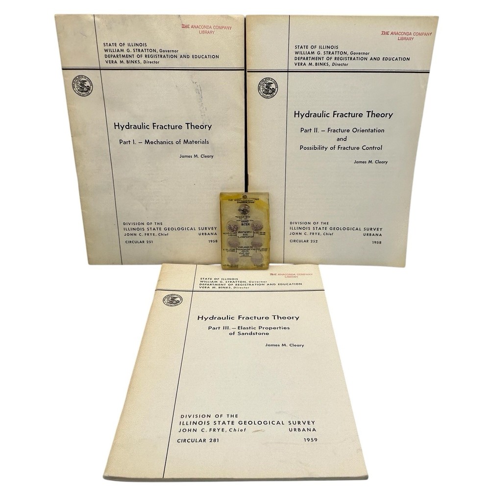 Hydraulic Fracture Theory 3 Volume Set State of Illinois 1958 Used Ships Quickly