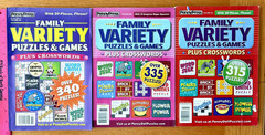 Lot of 3 PENNY PRESS FAMILY VARIETY PUZZLES & GAMES PLUS CROSSWORDS FREE SHIP