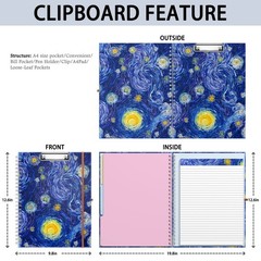 Spiral Clipboard Folio with Refillable Lined Notepad, 14.5 x 9.8 In, Hardcove…