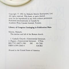 Decline & Fall of the Roman Church Malachi Martin 1981 Catholic History