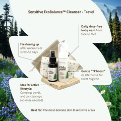 Sensitive Skin Travel Size Body Wash Set (1.7Oz Foam, 0.9Oz Spray + Wipes) | Cle