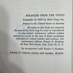 Stranger From the Tonto by Zane Grey – Copyright 1956