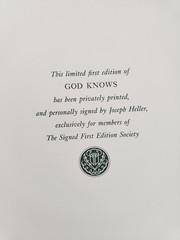 God Knows: Joseph Heller. Franklin Library. SIGNED First Edition. Leather 1984
