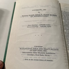 New World Translation of the Holy Scriptures 1961 Watchtower Bible Tract Society