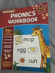 PHONICS WORKBOOK FOR AGES 4-7 WITH 75+ ACTIVITIES, LETTER By Gold Stars **NEW**