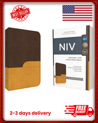 Brand New NIV Large Print Holy Bible Leather Soft Chocolate Amber Zondervan