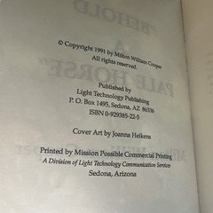Behold a Pale Horse William Cooper Unrevised 1991 500p Protocols of Zion CFR NWO