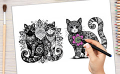 Mandala coloring book for adults for Cats Lovers Made in USA 40 Designs.