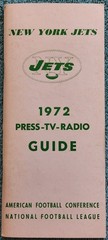 1972 New York Jets Press TV And Radio Guide 102 Pages – Namath, Snell, Riggins