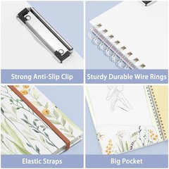 Spiral Clipboard Folio with Refillable Lined Notepad, 14.5 x 9.8 In, Hardcove…