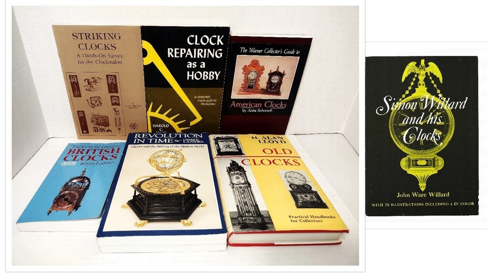 Lot of 7 Books on Clocks, Clock Repairing, and Clock History