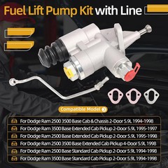 3936316 Fuel Lift Pump w/ Line 1994-98 Dodge Ram 2500 3500 Cummins 5.9L 6BT 12V