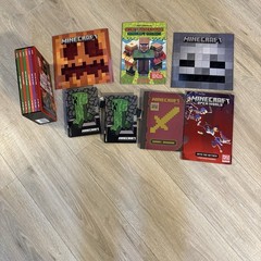 Minecraft Books & Locking Journal Lot 8 Pc Creeper Box Set Handbook Guides Kids