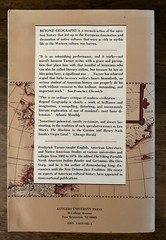 Frederick Turner: BEYOND GEOGRAPHY, WESTERN SPIRIT AGAINST THE WILDERNESS, 1983