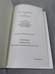 AREA HANDBOOK FOR VENEZUELA 1977 DA PAM 550-71 Hardback