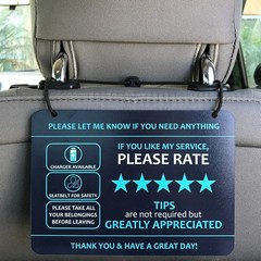 Water-Resistant Rideshare Headrest Signs – Enhance Tips & Maintain Cleanliness