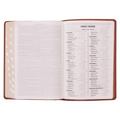 The Holy Bible King James Version LARGE PRINT Thumb Indexed Edition / TAN Faux L