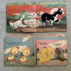 6 Vtg 1940’s Children’s Books Fuzzy Wuzzy series Bunny Puppy Kitten Pony Duck