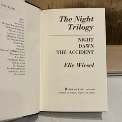 Elie Wiesel Trilogy Book Night Dawn The Accident Holocaust Jewish History Books