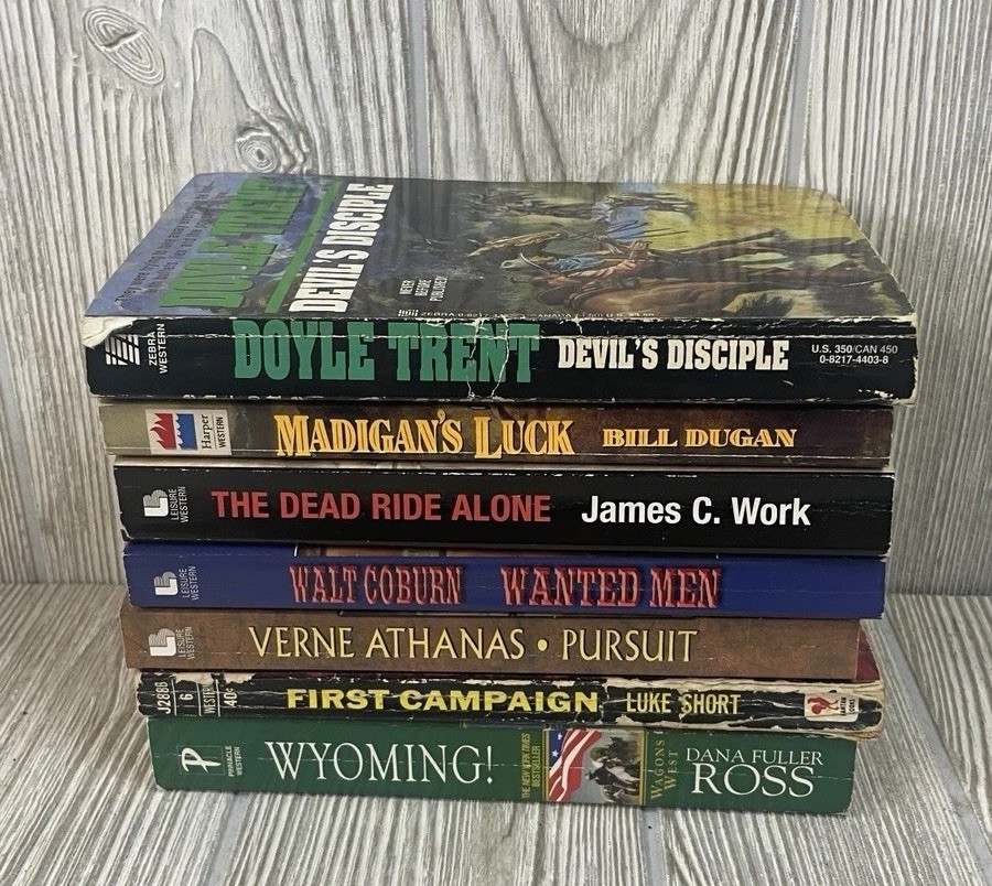Western Action Adventure Lot of 7 Paperback Trent Dugan Work Coburn Ross Athanas