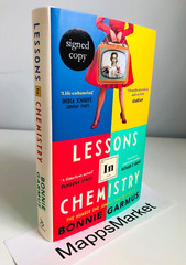 SIGNED Lessons in Chemistry by Bonnie Garmus WATERSTONES HC 1/2 ~STENCILED EDGE