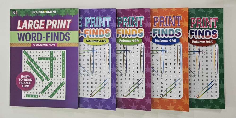 5 New Large Print Word-Finds Puzzle Books Kappa Games Vol #443-474 ~ Search,Hunt