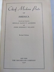 Chief Modern Poets Of America, 1936, Selected/edited by Sanders And Nelson