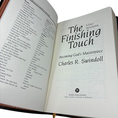 The Finishing Touch Daily Devotional Charles R. Swindoll Burgundy Leather EUC