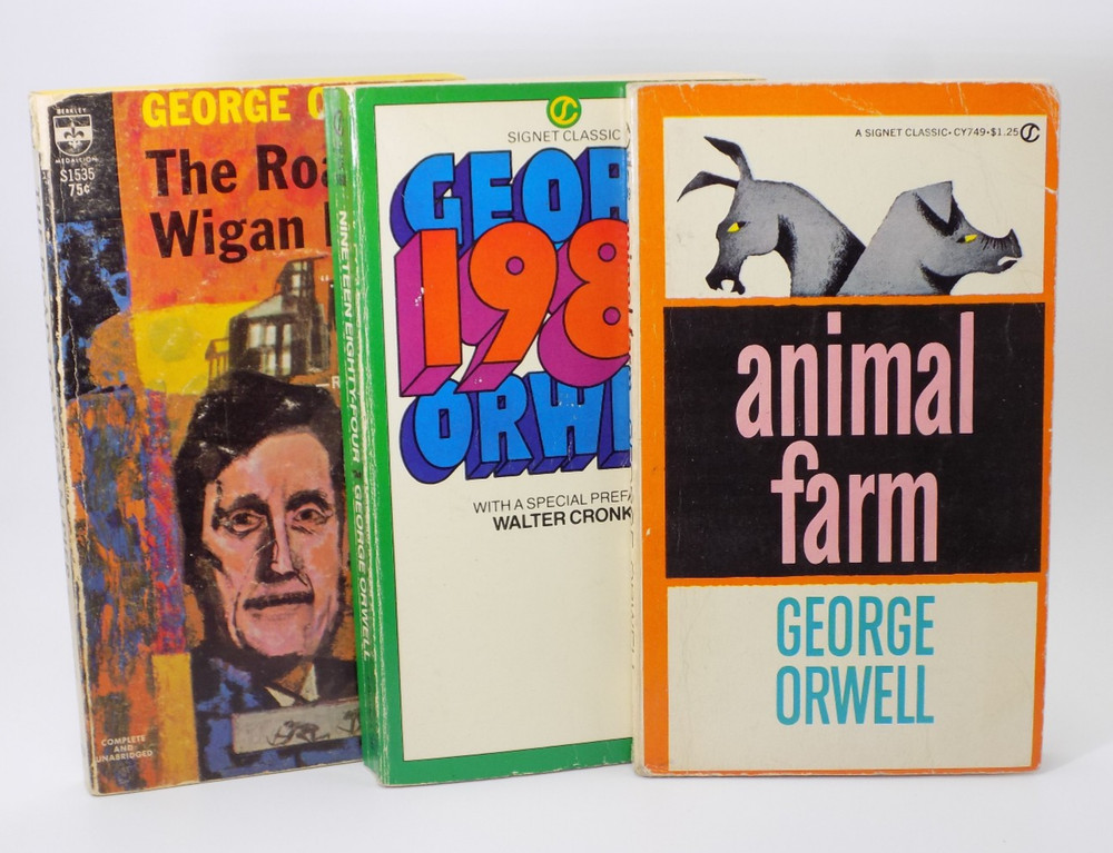 Lot of 3 vintage George Orwell Books 1984 & Animal Farm & Wigan Signet Classic