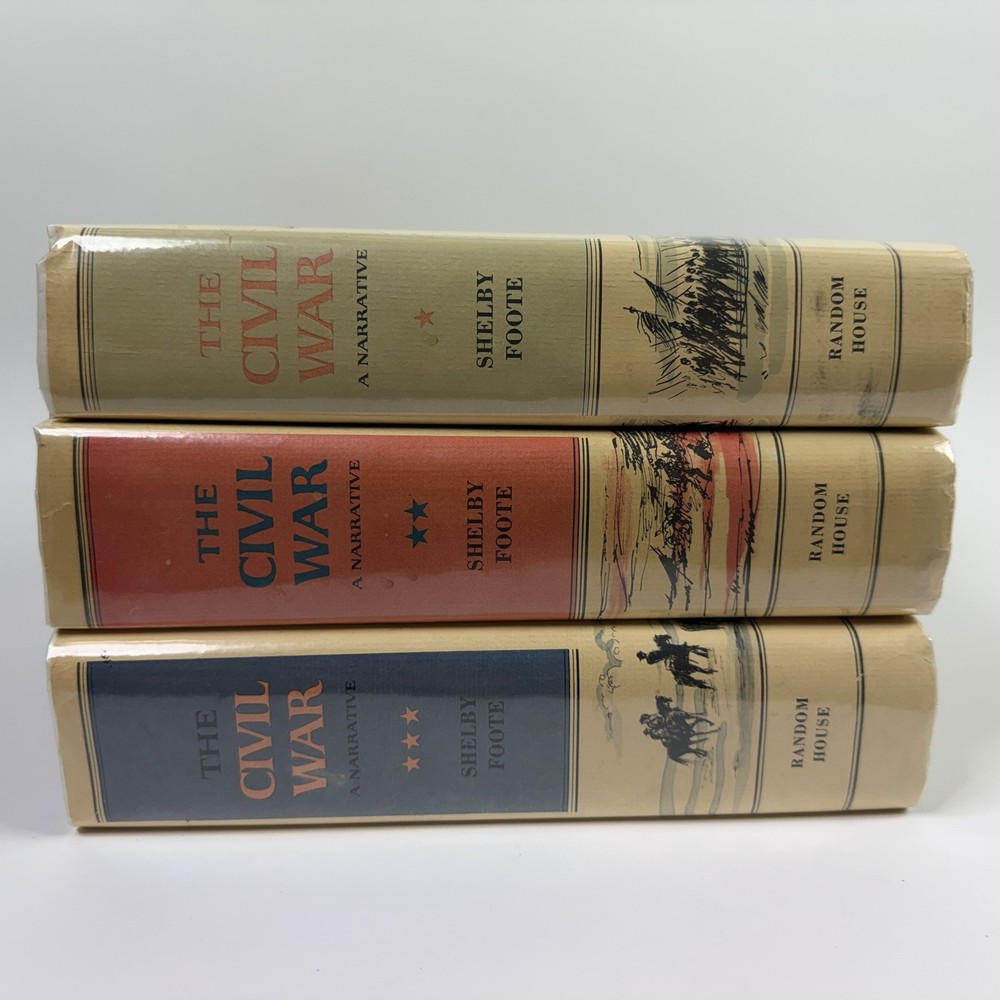 THE CIVIL WAR Shelby Foote 1958, 1963, 1974 3 Vol Set Random House HCDJ