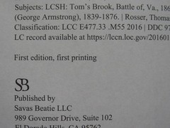 DECISION AT TOM’S BROOK – GEORGE CUSTER AND THOMAS ROSSER – FIRST EDITION – NEW
