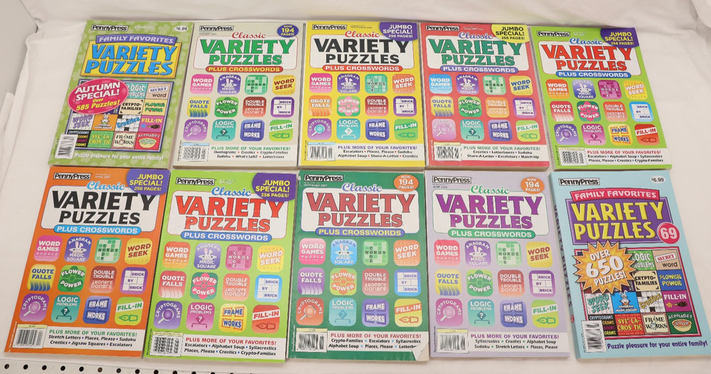 Lot of 10 Variety Puzzle Books, Unused, Large Size, No Duplicates, B148