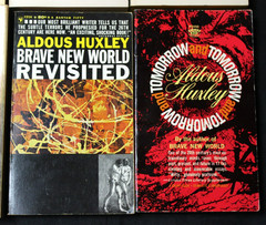 7 VINTAGE ALDOUS HUXLEY PAPERBACK BOOKS: BRAVE NEW WORLD, ISLAND, APE & ESSENCE