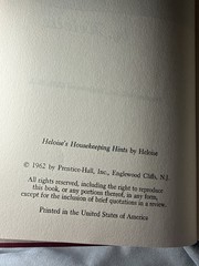 Heloise Housekeeping Hints by Heloise 1962 Hardcover Dust Jacket