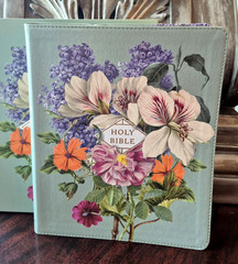NASB Artisan Collection Bible (Leathersoft, Sage Floral, Red Letter, NEW in Box)